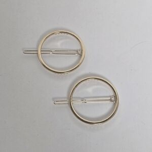 Elegant Goldtone Circle Hair Clips 1 7/8" Diameter
